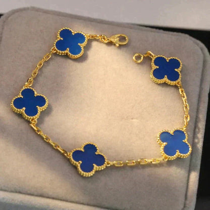 [Favorite]LUCKY CLOVER 5-MOTIF BRACELET - BLUE AGATE COLLECTION
