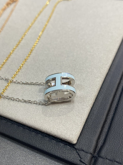 [Favorite]POP H LIGHT BLUE NECKLACE