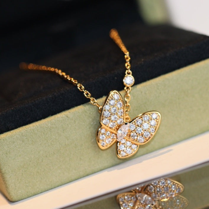 [Favorite]BUTTERFLY DIAMOND CHARM NECKLACE