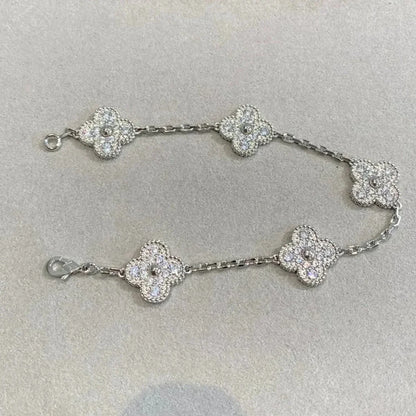 [Favorite]LUCKY CLOVER 5-MOTIF BRACELET - FULL-DIAMOND