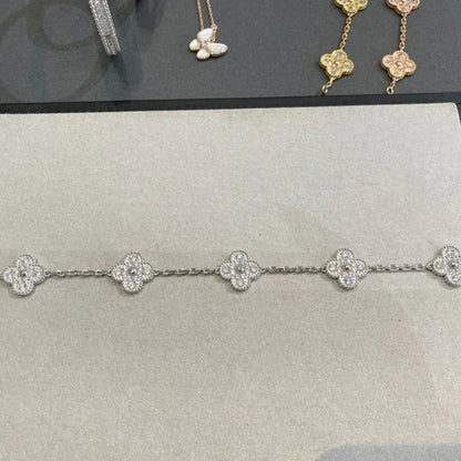 [Favorite]LUCKY CLOVER 5-MOTIF BRACELET - FULL-DIAMOND