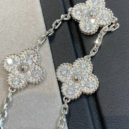[Favorite]LUCKY CLOVER 5-MOTIF BRACELET - FULL-DIAMOND