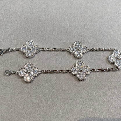 [Favorite]LUCKY CLOVER 5-MOTIF BRACELET - FULL-DIAMOND