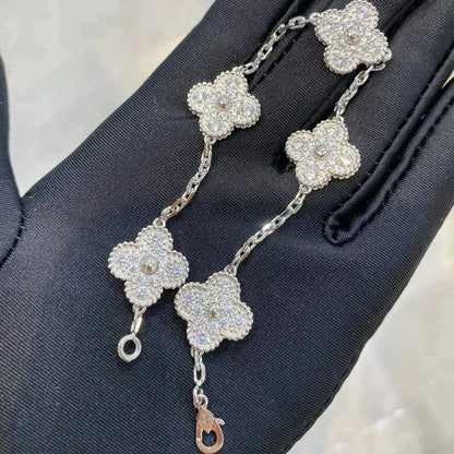 [Favorite]LUCKY CLOVER 5-MOTIF BRACELET - FULL-DIAMOND