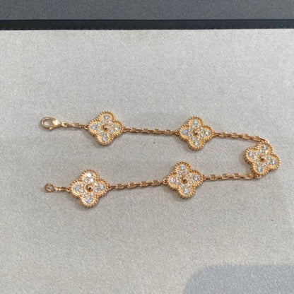[Favorite]LUCKY CLOVER 5-MOTIF BRACELET - FULL-DIAMOND
