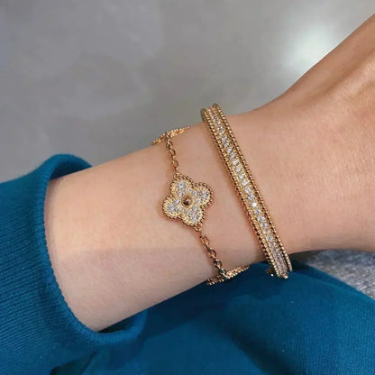 [Favorite]LUCKY CLOVER 5-MOTIF BRACELET - FULL-DIAMOND