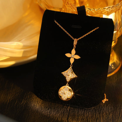[Favorite]STAR AND SUN DIAMOND ROSE GOLD NECKLACE