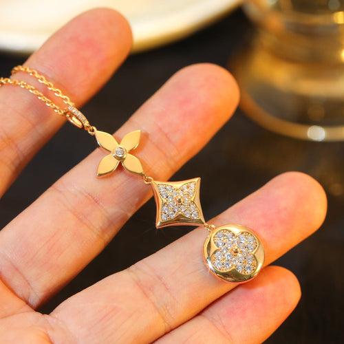 [Favorite]STAR AND SUN DIAMOND ROSE GOLD NECKLACE