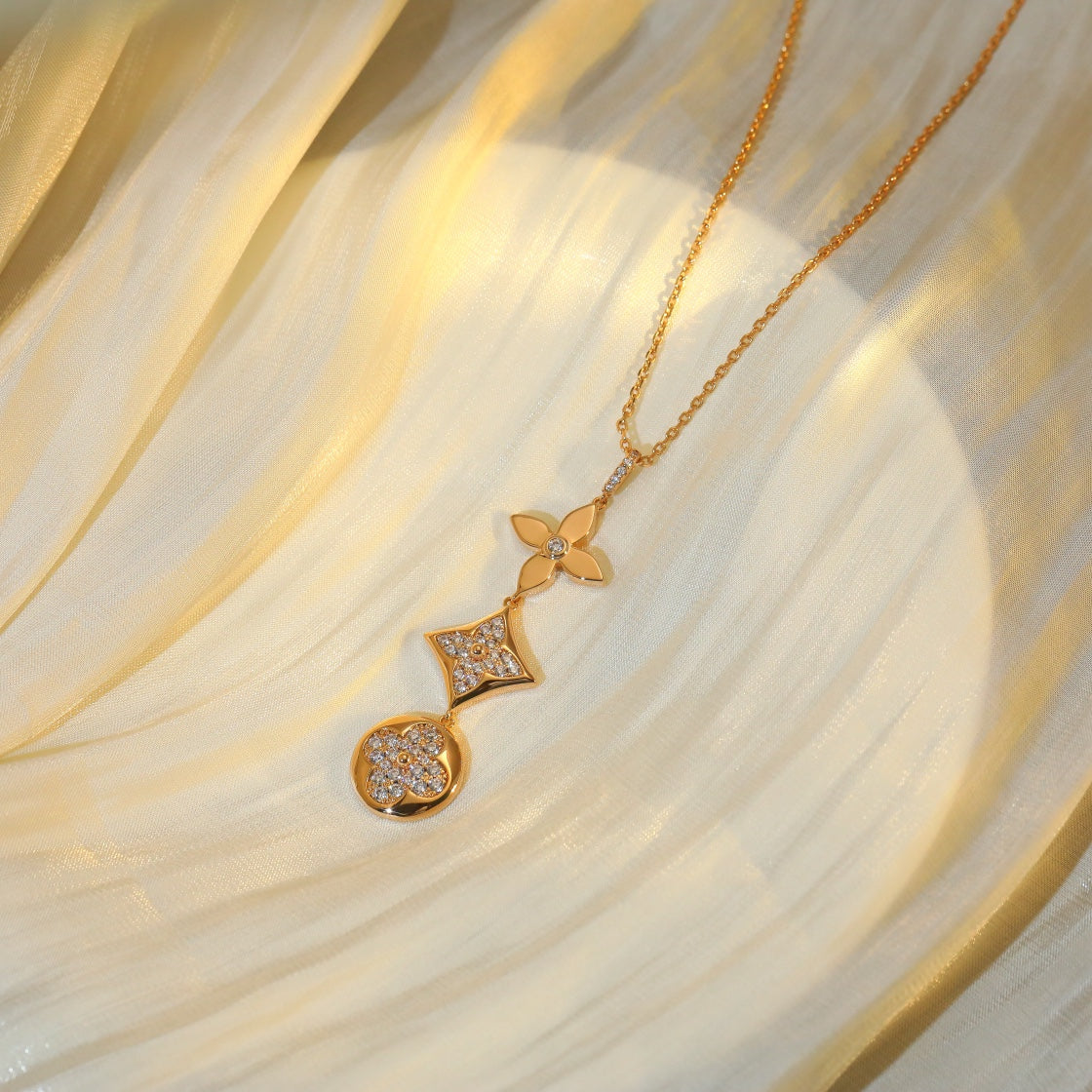[Favorite]STAR AND SUN DIAMOND ROSE GOLD NECKLACE