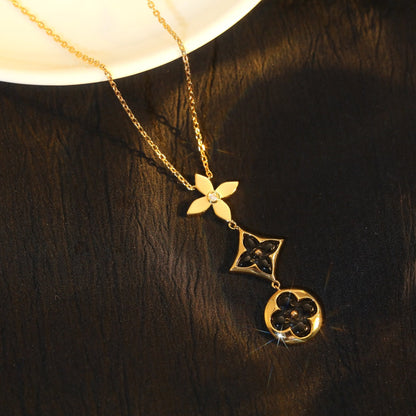 [Favorite]STAR AND SUN ONYX ROSE GOLD NECKLACE