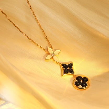 [Favorite]STAR AND SUN ONYX ROSE GOLD NECKLACE