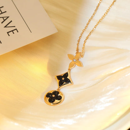[Favorite]STAR AND SUN ONYX ROSE GOLD NECKLACE