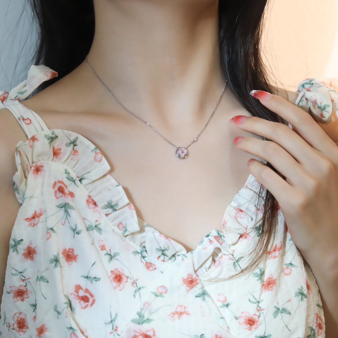 [Favorite]SUN PEDANT ROSE GOLD 1 DIAMOND NECKLACE