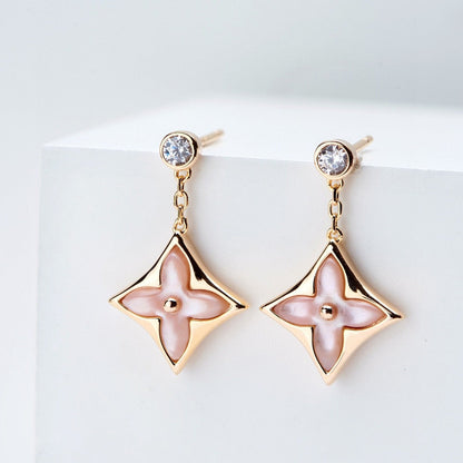 [Favorite]DOUBLE STAR ROSÉGOLDENE MOP-OHRRINGE