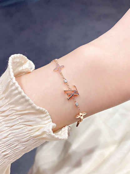 [Favorite]STAR AND SUN 7 MOTIFS GOLD BRACELET
