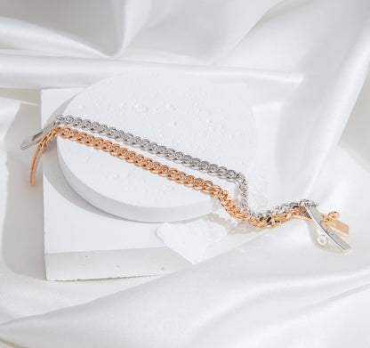 [Liebling]SILBERNES KELLY KETTENARMBAND MIT DIAMANTEN