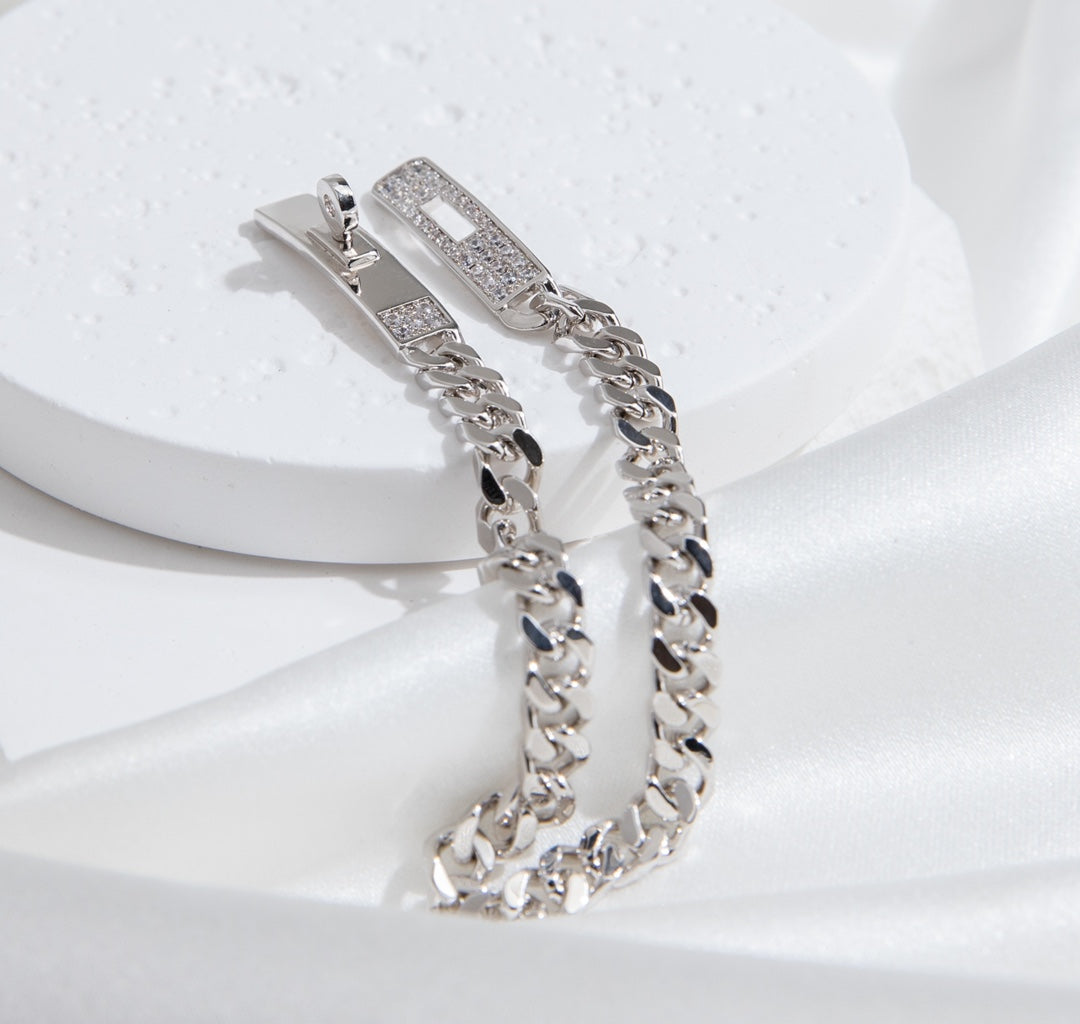 [Liebling]SILBERNES KELLY KETTENARMBAND MIT DIAMANTEN