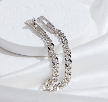 [Liebling]SILBERNES KELLY KETTENARMBAND MIT DIAMANTEN