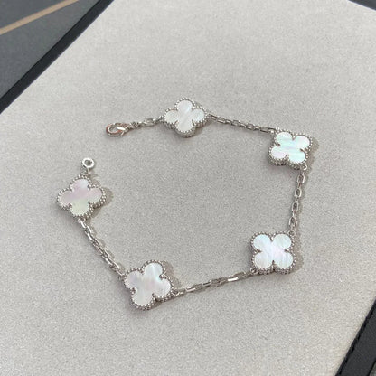[Favorite]LUCKY CLOVER 5-MOTIF BRACELET - WHITE MOTHER-OF-PEARL COLLECTION