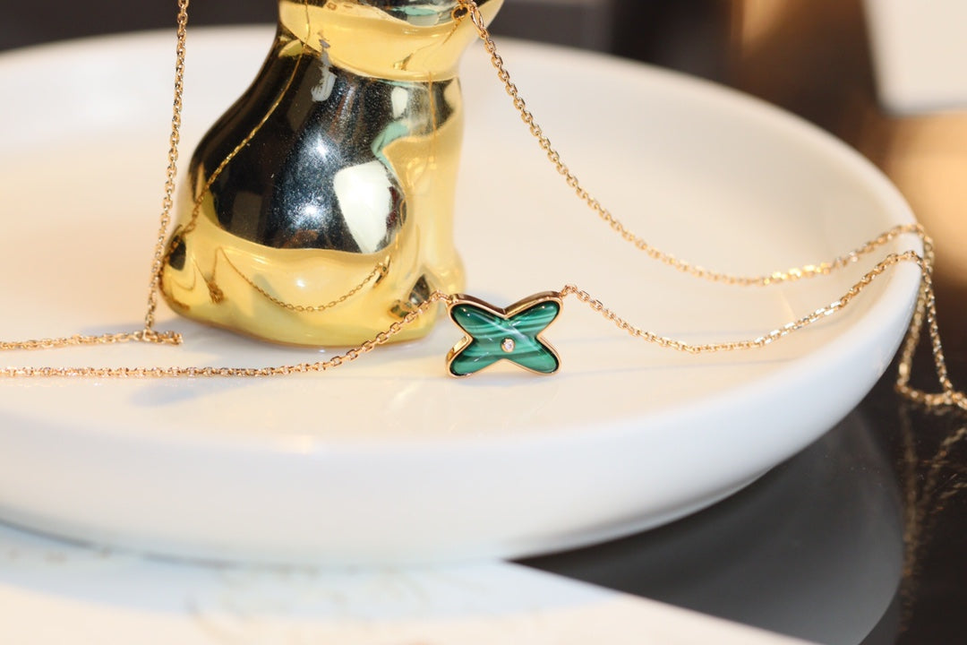 [Favorite]JEUX MALACHITE 1 DIAMOND ROSE GOLD NECKLACE