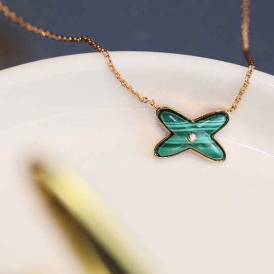 [Favorite]JEUX MALACHITE 1 DIAMOND ROSE GOLD NECKLACE