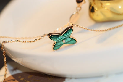 [Favorite]JEUX MALACHITE 1 DIAMOND ROSE GOLD NECKLACE