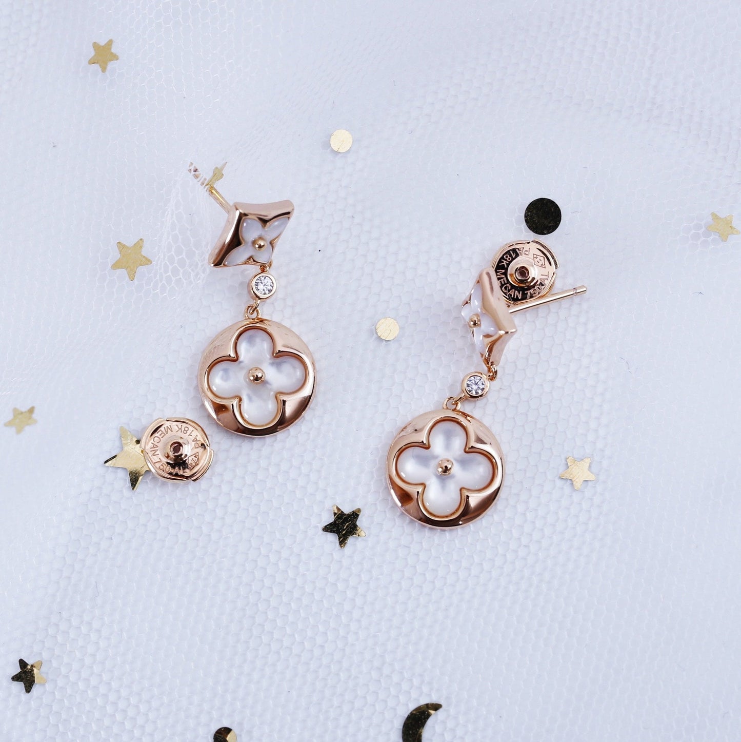 [Favorite]STAR AND SUN ROSE GOLD MOP DROP EARRINGS