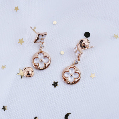 [Favorite]STAR AND SUN ROSE GOLD MOP DROP EARRINGS