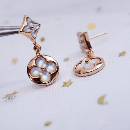[Favorite]STAR AND SUN ROSE GOLD MOP DROP EARRINGS