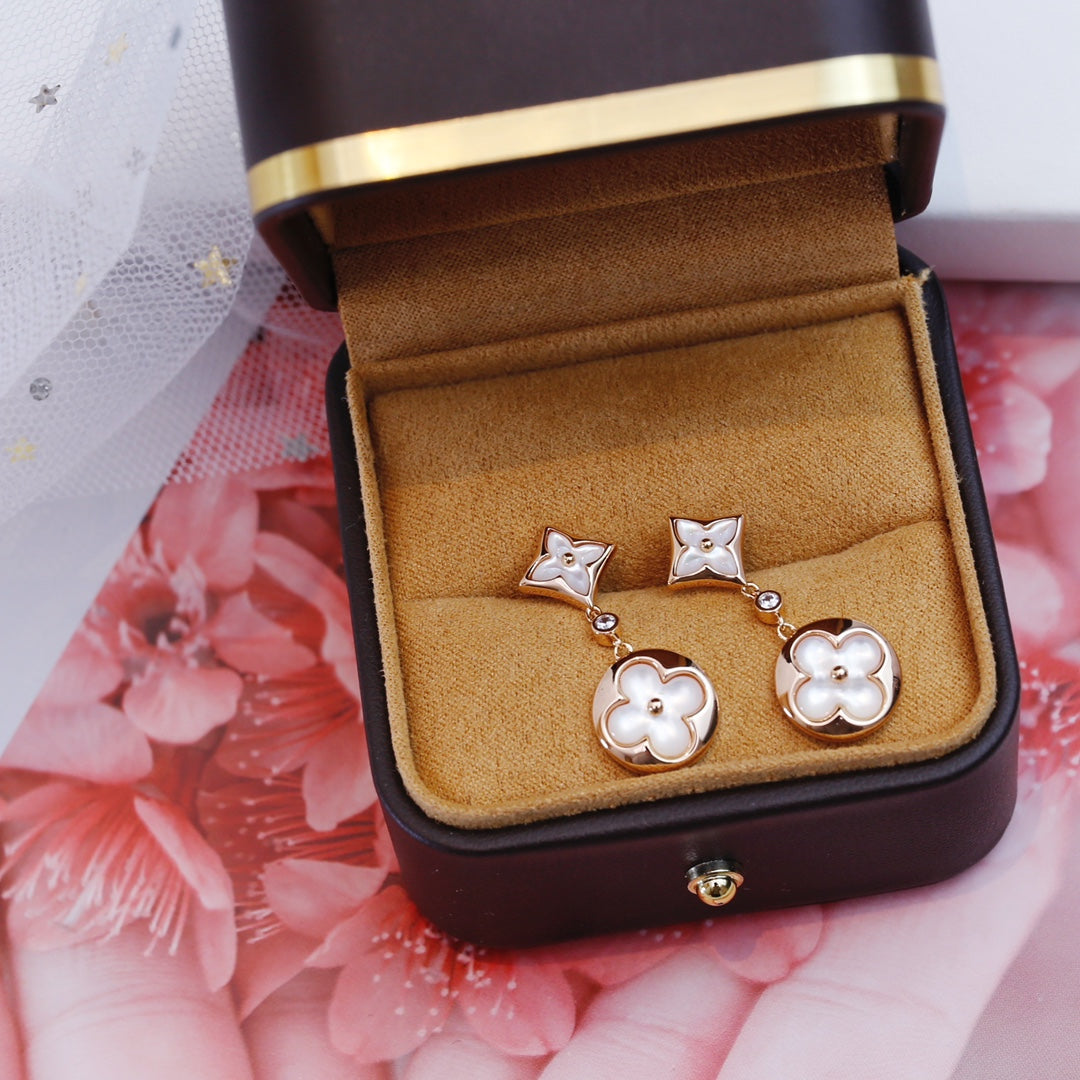 [Favorite]STAR AND SUN ROSE GOLD MOP DROP EARRINGS