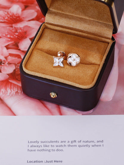 [Favorite]STAR AND SUN ROSE GOLD MOP STUD EARRINGS