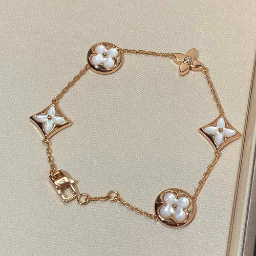[Favorite]STAR AND SUN 5 MOTIF MOP ROSE GOLD BRACELET