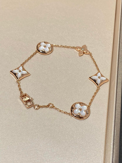 [Favorite]STAR AND SUN 5 MOTIF MOP ROSE GOLD BRACELET