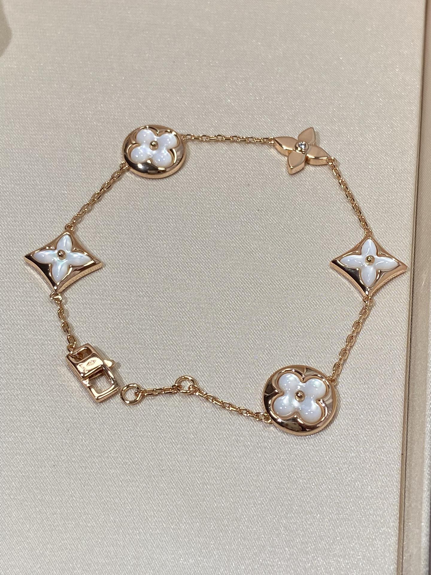 [Favorite]STAR AND SUN 5 MOTIF MOP ROSE GOLD BRACELET