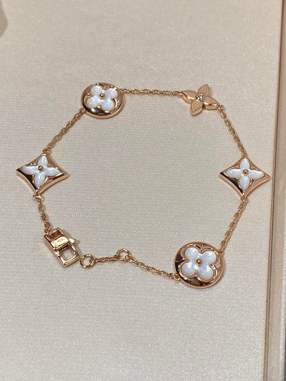 [Favorite]STAR AND SUN 5 MOTIF MOP ROSE GOLD BRACELET