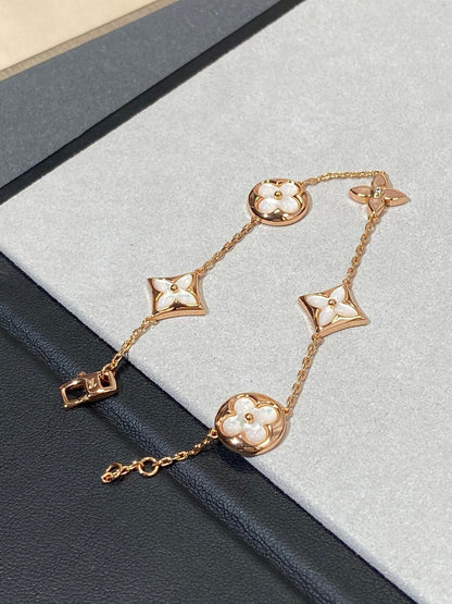 [Favorite]STAR AND SUN 5 MOTIF MOP ROSE GOLD BRACELET
