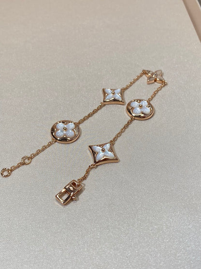 [Favorite]STAR AND SUN 5 MOTIF MOP ROSE GOLD BRACELET