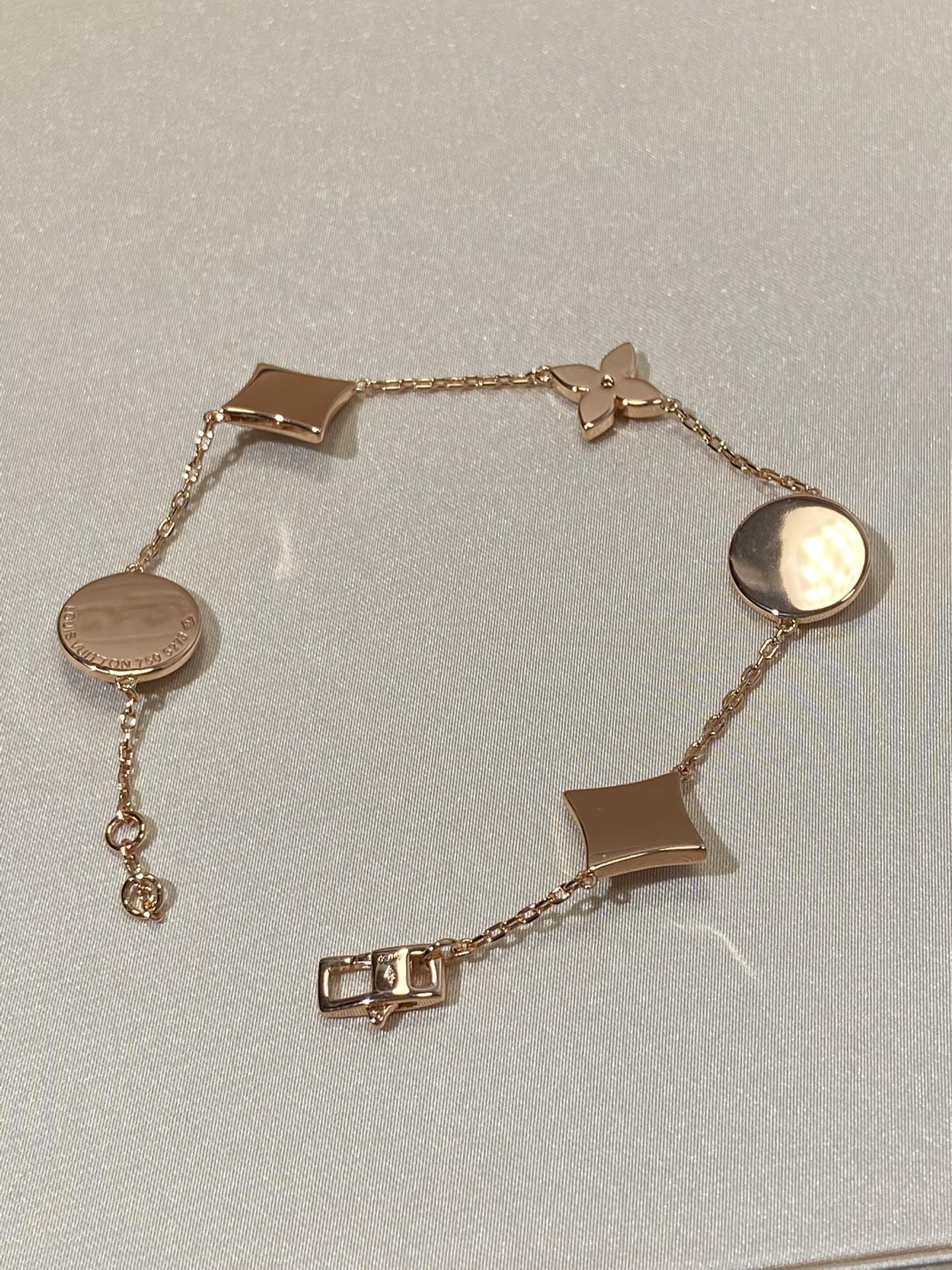 [Favorite]STAR AND SUN 5 MOTIF MOP ROSE GOLD BRACELET