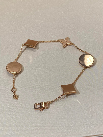 [Favorite]STAR AND SUN 5 MOTIF MOP ROSE GOLD BRACELET