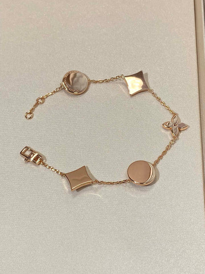 [Favorite]STAR AND SUN 5 MOTIF MOP ROSE GOLD BRACELET