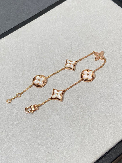 [Favorite]STAR AND SUN 5 MOTIF MOP ROSE GOLD BRACELET