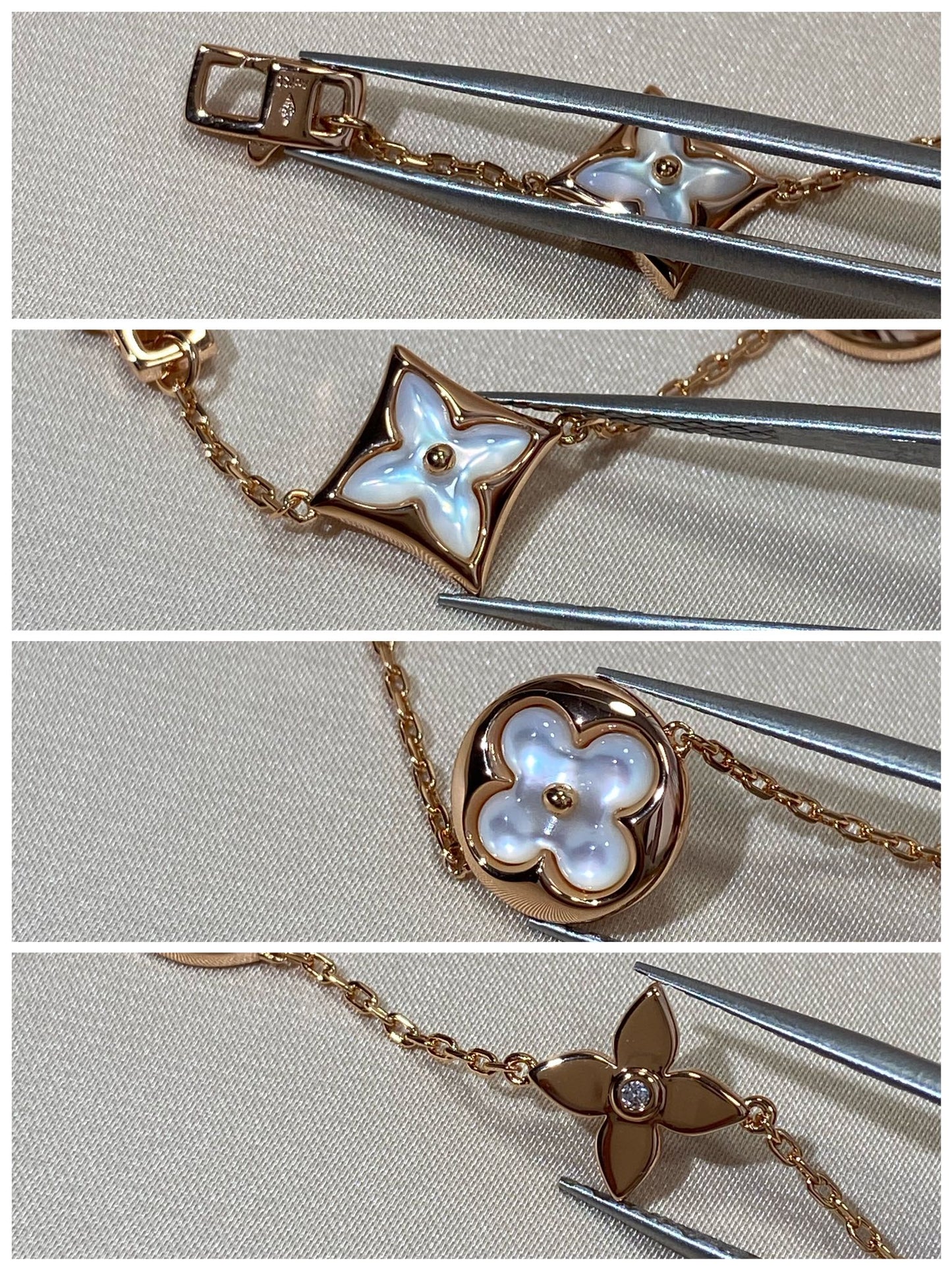 [Favorite]STAR AND SUN 5 MOTIF MOP ROSE GOLD BRACELET