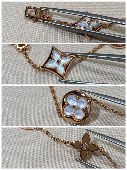 [Favorite]STAR AND SUN 5 MOTIF MOP ROSE GOLD BRACELET