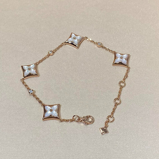 [Favorite]STAR 4 MOTIF MOP DIAMOND ROSE GOLD BRACELET