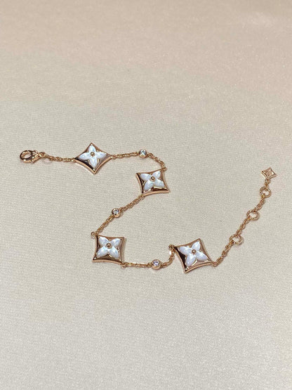 [Favorite]STAR 4 MOTIF MOP DIAMOND ROSE GOLD BRACELET