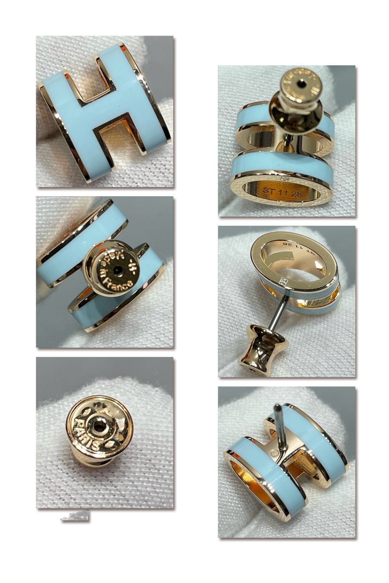 [Favorite]POP H SKY BLUE STUD EARRINGS