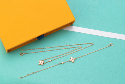 [Favorite]STAR PINK MOP 1 DIAMOND ROSE GOLD NECKLACE