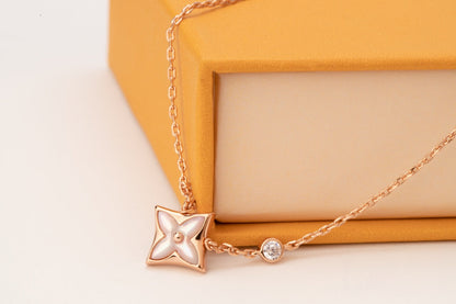 [Favorite]STAR PINK MOP 1 DIAMOND ROSE GOLD NECKLACE