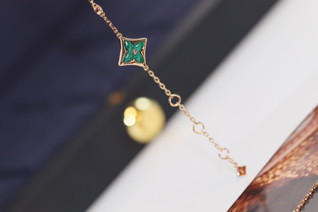 [Favorite]STAR AND SUN 4 MOTIF ROSE GOLD MALACHITE BRACELET