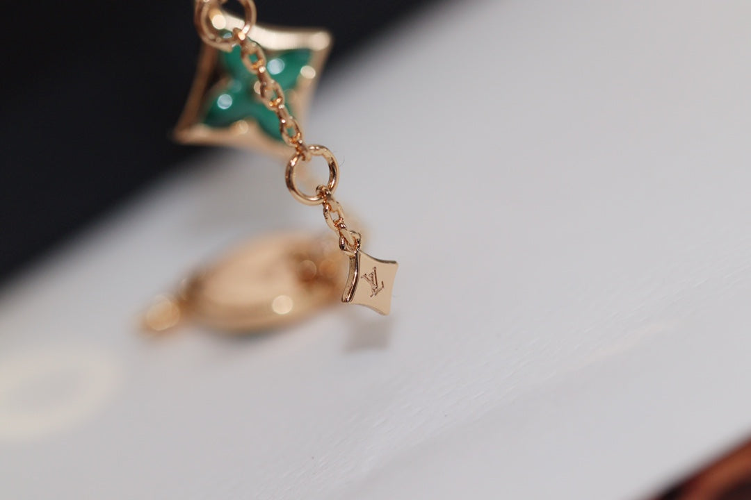 [Favorite]STAR AND SUN 4 MOTIF ROSE GOLD MALACHITE BRACELET